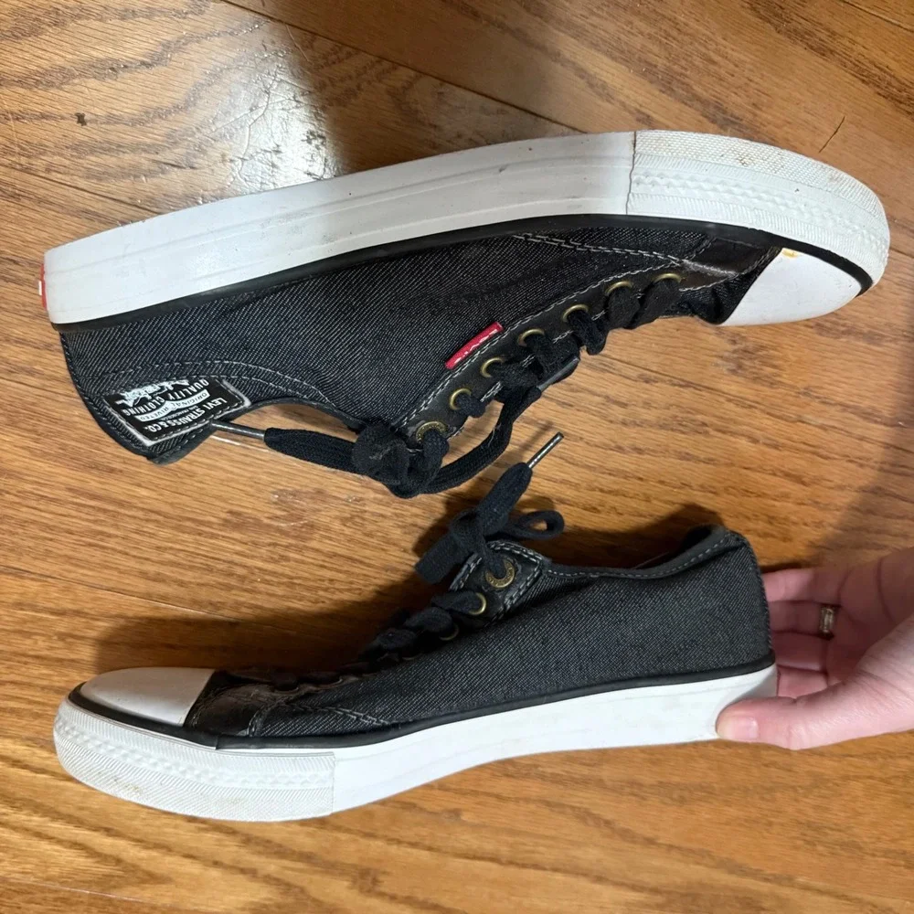 Levi's Stan Buck Black Denim‎ Canvas Low Top Lace Up Sneakers Men's 8